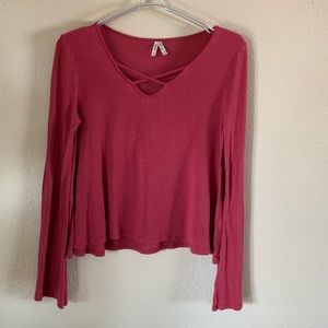 Long sleeve, cross over top